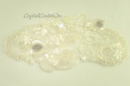 Ivory Sheer Beaded & Sequin Applique