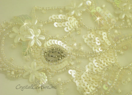 Ivory Sheer Beaded & Sequin Applique