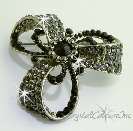 Jet/Black Diamond Rhinestone Brooch 2.25" x 2.25"