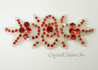 Light Siam Rhinestone/Silver Beaded Applique #4