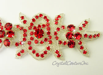 Light Siam Rhinestone/Silver Beaded Applique #4