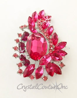 Rose & Lt Rose Rhinestone Brooch 3.5" x 2.0"
