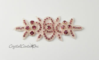 Crystal Rhinestone/Champagne/Rose Gold Beaded Applique