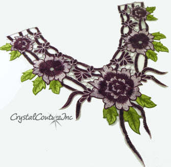 Purple/Lt Purple Floral Lace Embroidered Applique