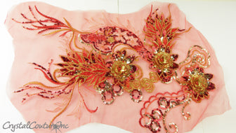 3D Red/Gold Embroidered Applique
