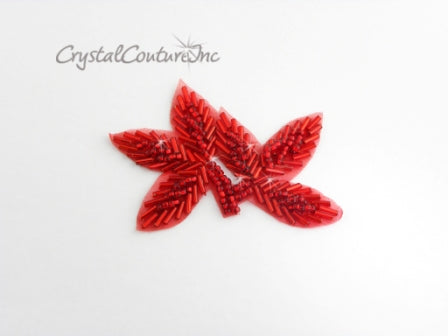 Red Beaded Leaf Applique
