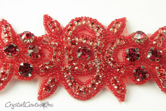 Light Siam Rhinestone/Light Siam Beaded Applique