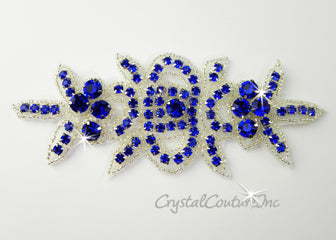 Sapphire Rhinestone/Silver Beaded Applique #2