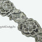 Silver/Black Floral Lace Embroidered Applique - 3 pieces