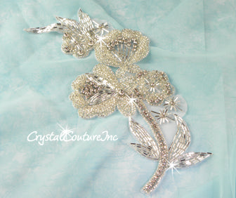 Silver/Crystal Beaded & Rhinestone Applique