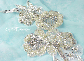 Silver/Crystal Beaded & Rhinestone Applique