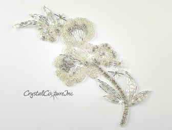 Silver/Crystal Beaded & Rhinestone Applique