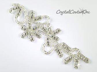 Silver/Crystal Beaded & Rhinestone Applique