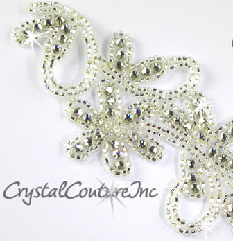 Silver/Crystal Beaded & Rhinestone Applique