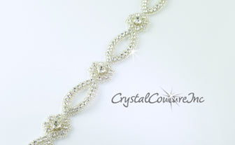 Silver/Crystal Rhinestone/Beaded Trim - per foot