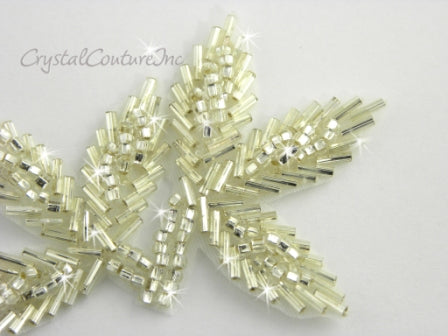 Silver Beaded Leaf Applique