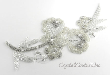 Silver/Crystal Beaded & Rhinestone Applique