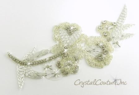 Silver/Crystal Beaded & Rhinestone Applique