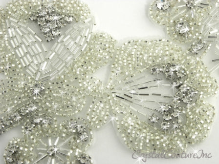 Silver/Crystal Beaded & Rhinestone Applique
