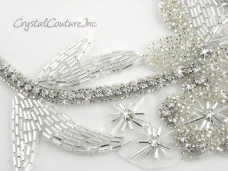 Silver/Crystal Beaded & Rhinestone Applique