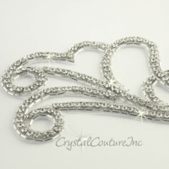Silver/Crystal Bead Open Swirl Applique