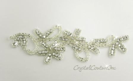 Silver/Crystal Beaded & Rhinestone Applique