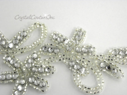 Silver/Crystal Beaded & Rhinestone Applique