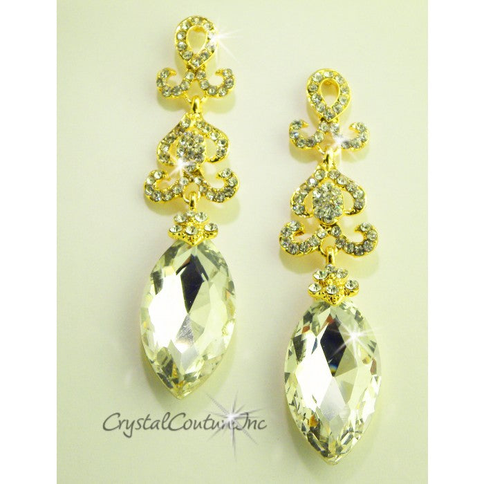 Navette Drop Rhinestone Earring