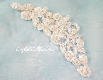 White Beaded/Sequin Scroll Applique