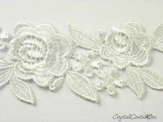 White Floral Lace Embroidered Applique