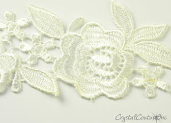 Off White Floral Lace Embroidered Applique