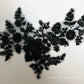 Black Embroidered Beaded Floral Applique with Sequins