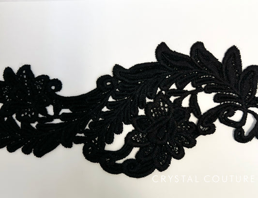 Black Embroidered Ornate Applique