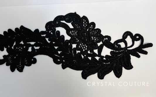 Black Embroidered Ornate Applique