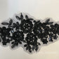 Black Embroidered and Beaded Floral Applique