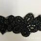 Black Beaded Floral Applique