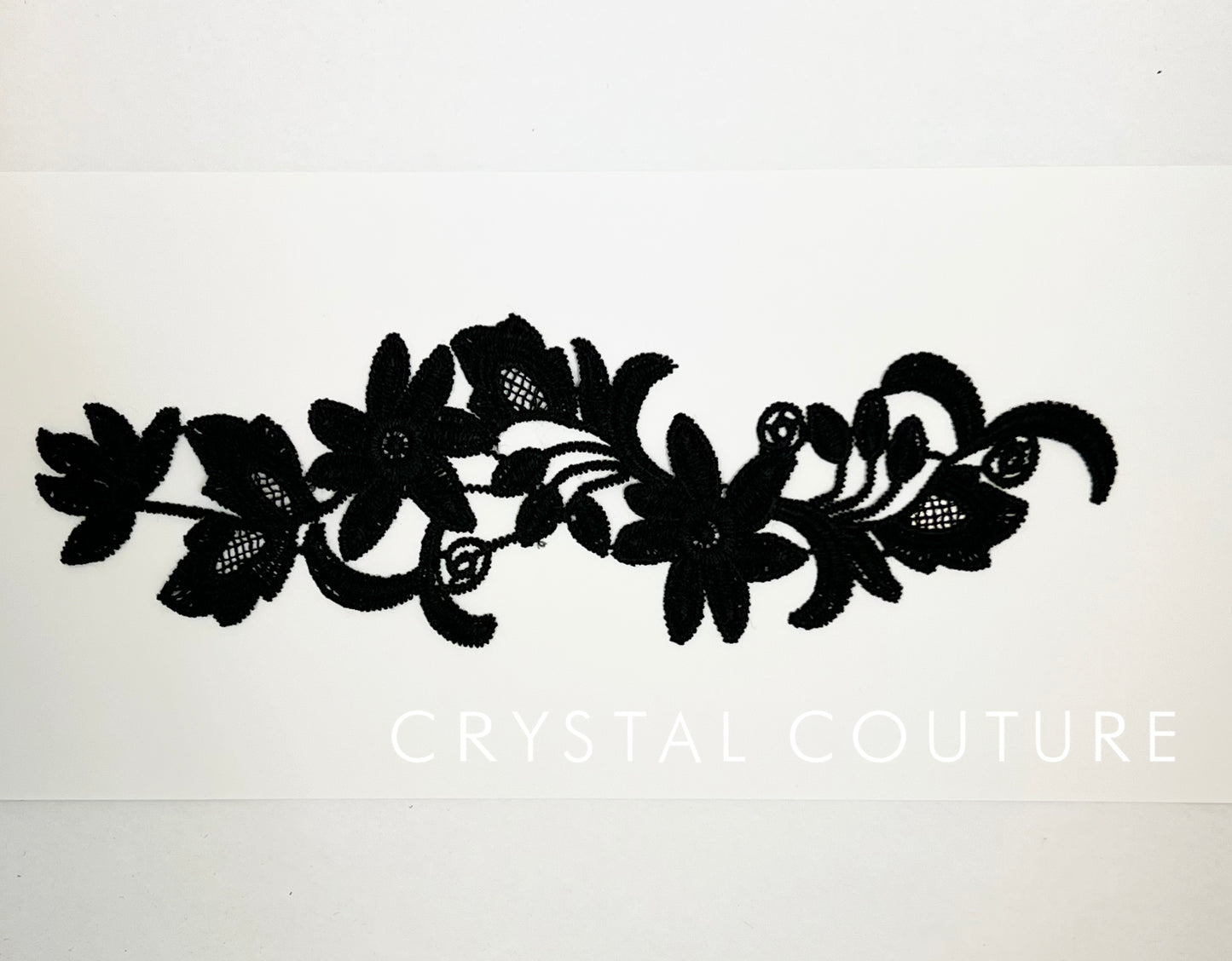 Black Embroidered Floral Applique
