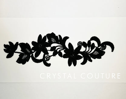 Black Embroidered Floral Applique
