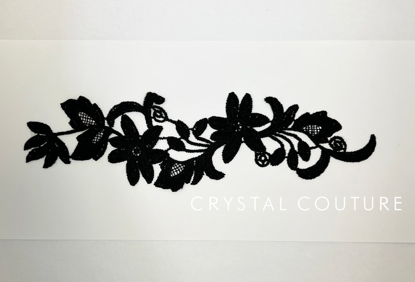 Black Embroidered Floral Applique