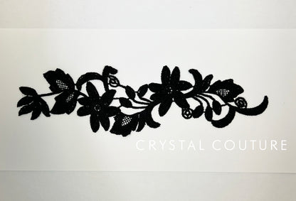 Black Embroidered Floral Applique