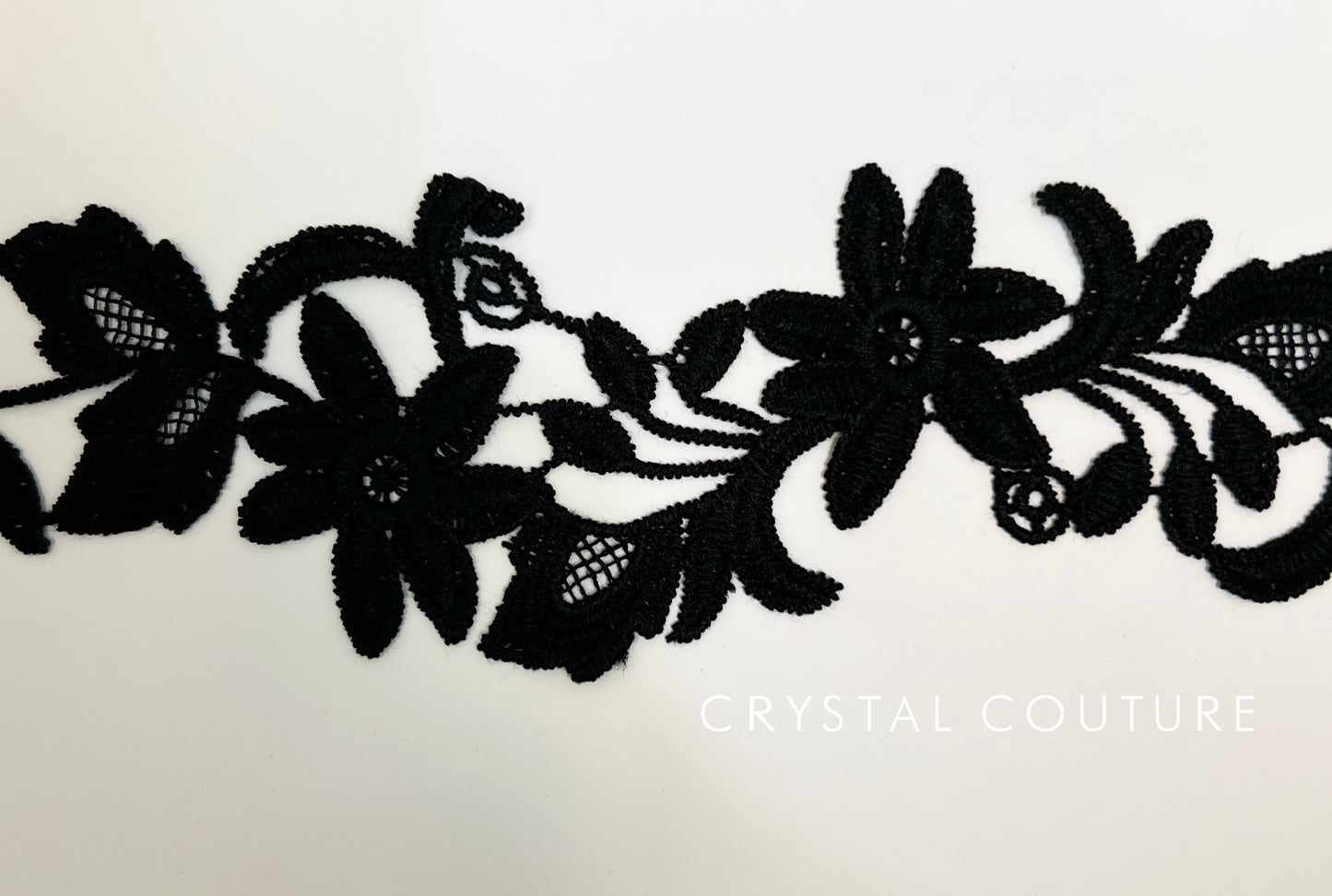 Black Embroidered Floral Applique