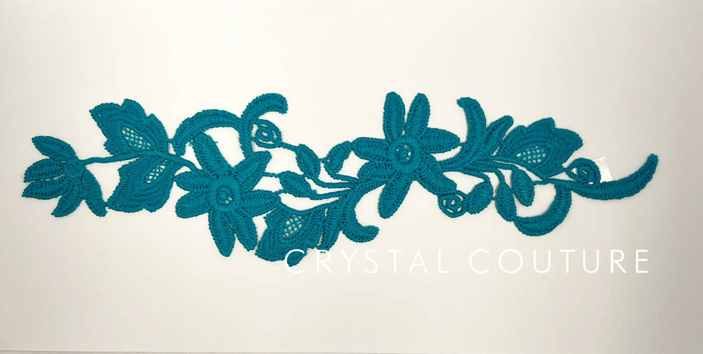 Turquoise Embroidered Floral Applique