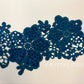 Teal Embroidered Floral Applique with Navy Holographic Spangles