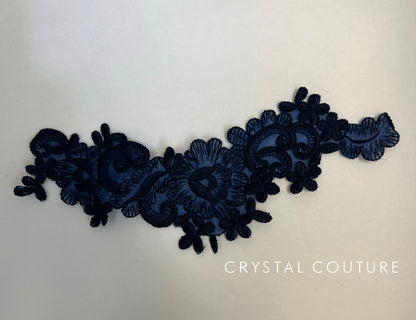 Navy Embroidered Floral Applique