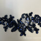 Navy Blue Embroidered Floral Applique