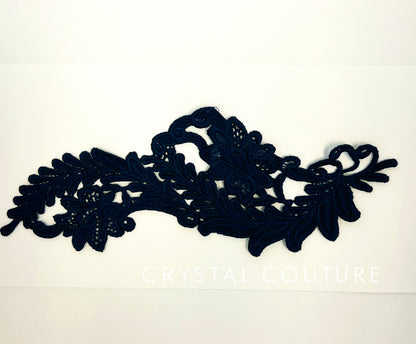 Navy Embroidered Ornate Applique