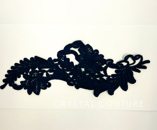 Navy Embroidered Ornate Applique