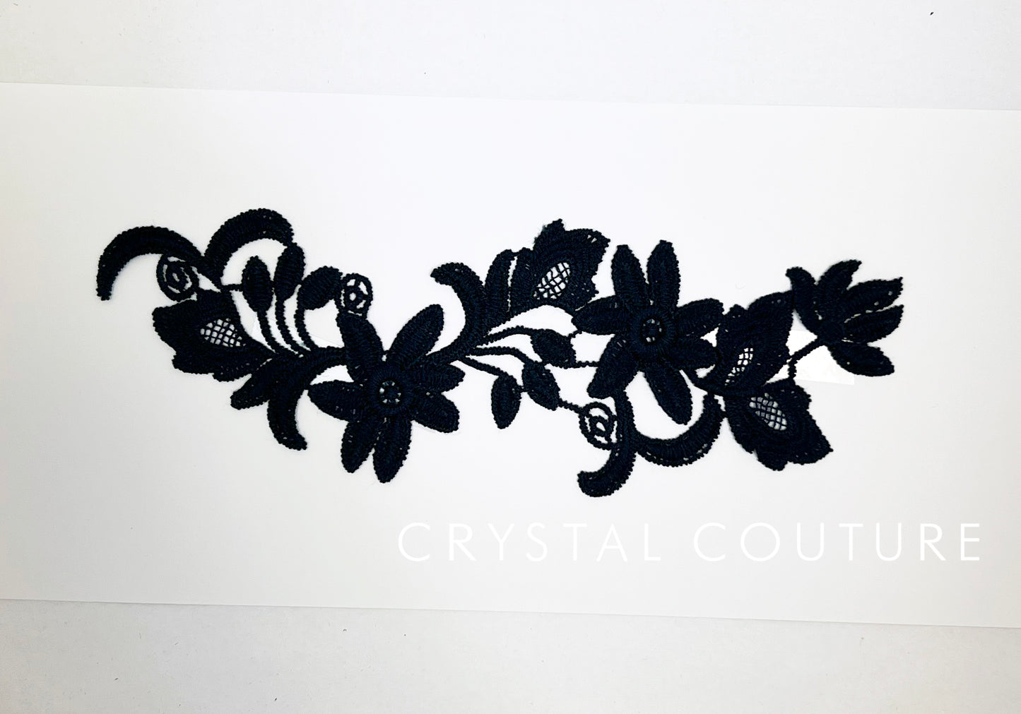 Navy Blue Embroidered Floral Applique