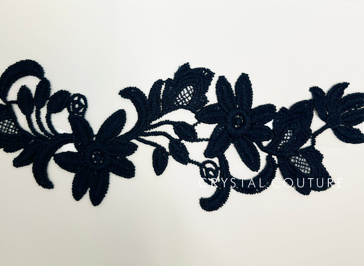 Navy Blue Embroidered Floral Applique