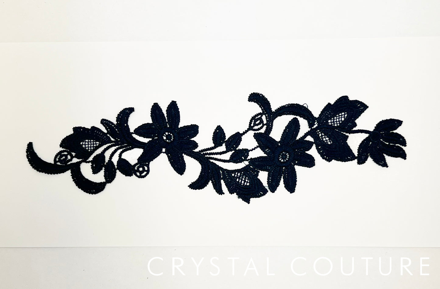 Navy Blue Embroidered Floral Applique